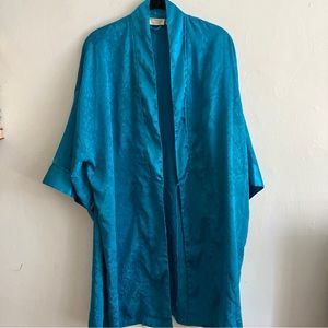 Vintage Victoria Secret Gold Label Blue Silky Kimono Style Robe Missing Belt